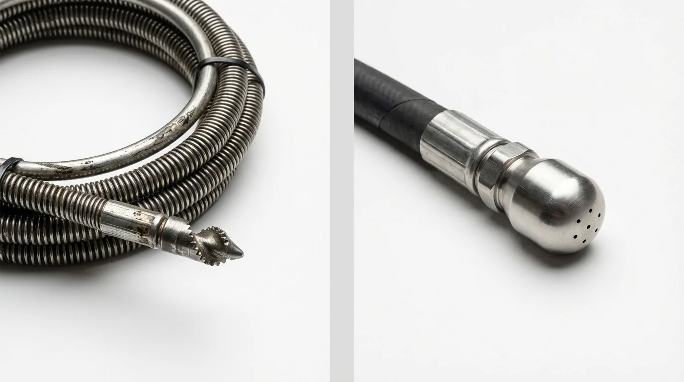 Drain snake cable and hydro jetting nozzle used for drain cleaning in Troy, MO